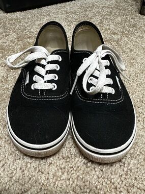 Youth Vans Black Canvas Lace-Up Sneakers